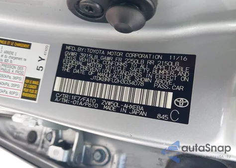 2017 Toyota Prius Two from USA, damaged, VIN JTDKBRFU2H3034078